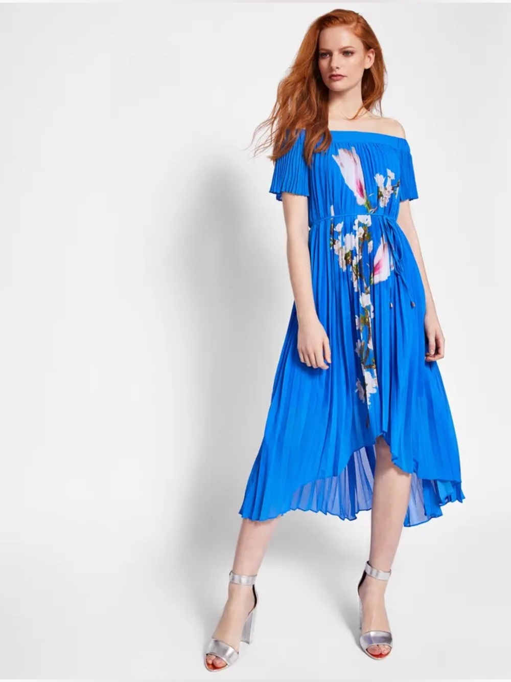 NWT@$365 Ted Baker Melma Harmony Pleated Maxi Dress Blue Floral Ted Size 2 US 6